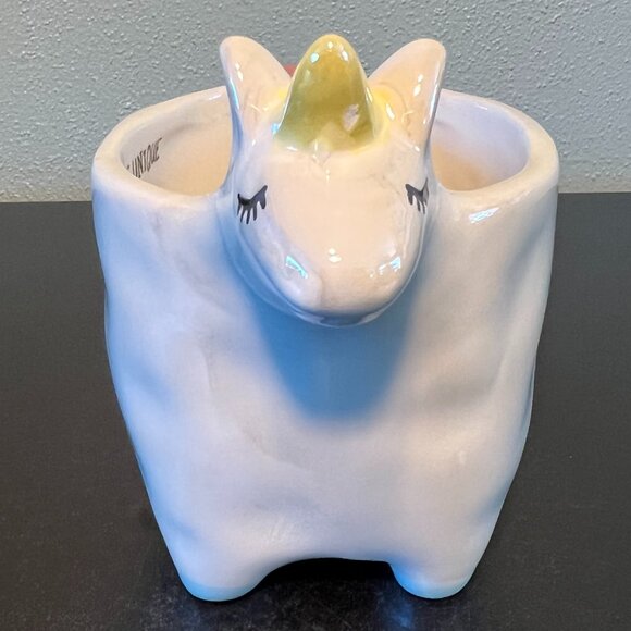 Tag UNICORN Pearl Iridescent YOU ARE UNIQUE Ceramic Cup / Mug / Planter - Picture 2 of 13
